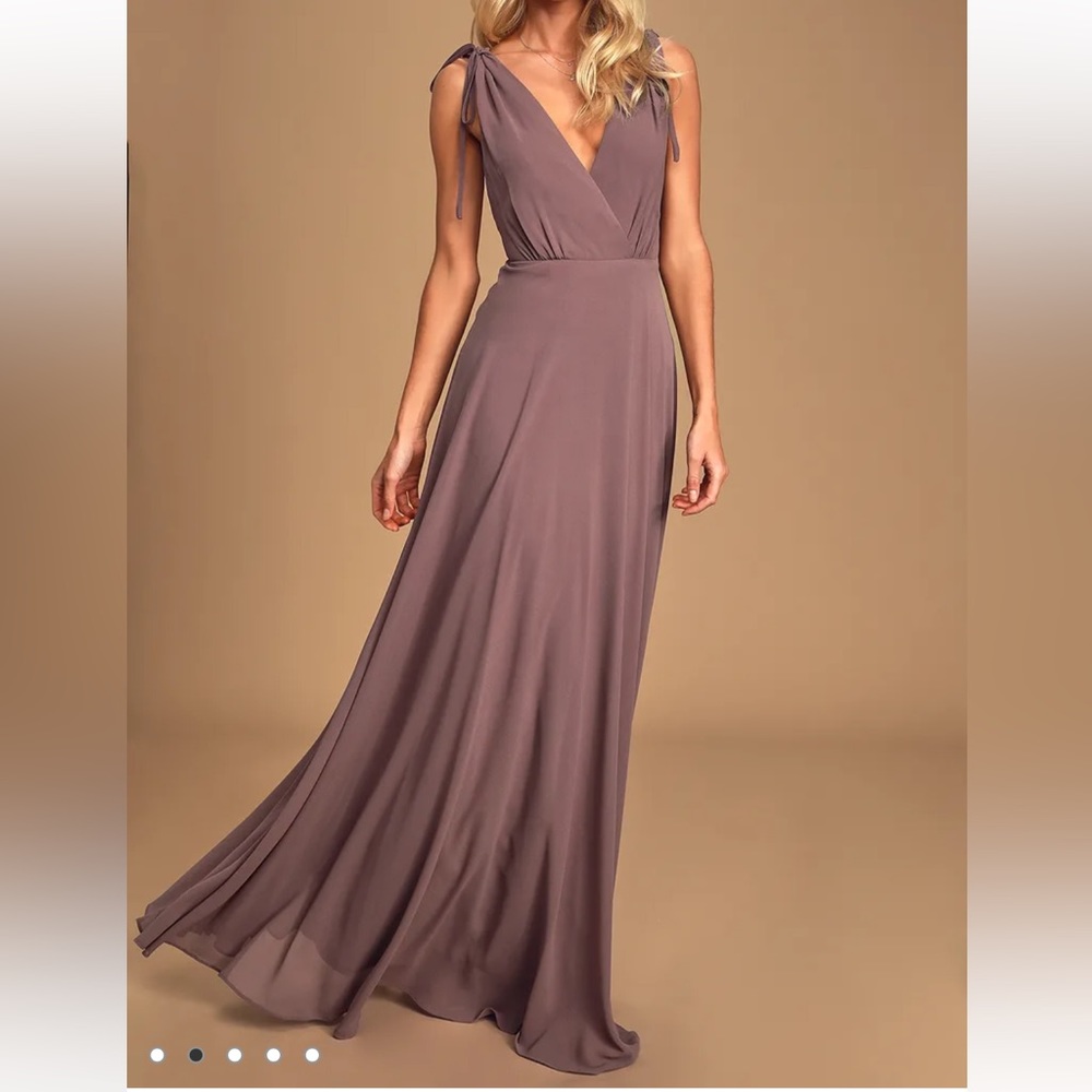 Lulu’s Dance The Night Away Dusty Purple Backless Maxi Dress Size Small